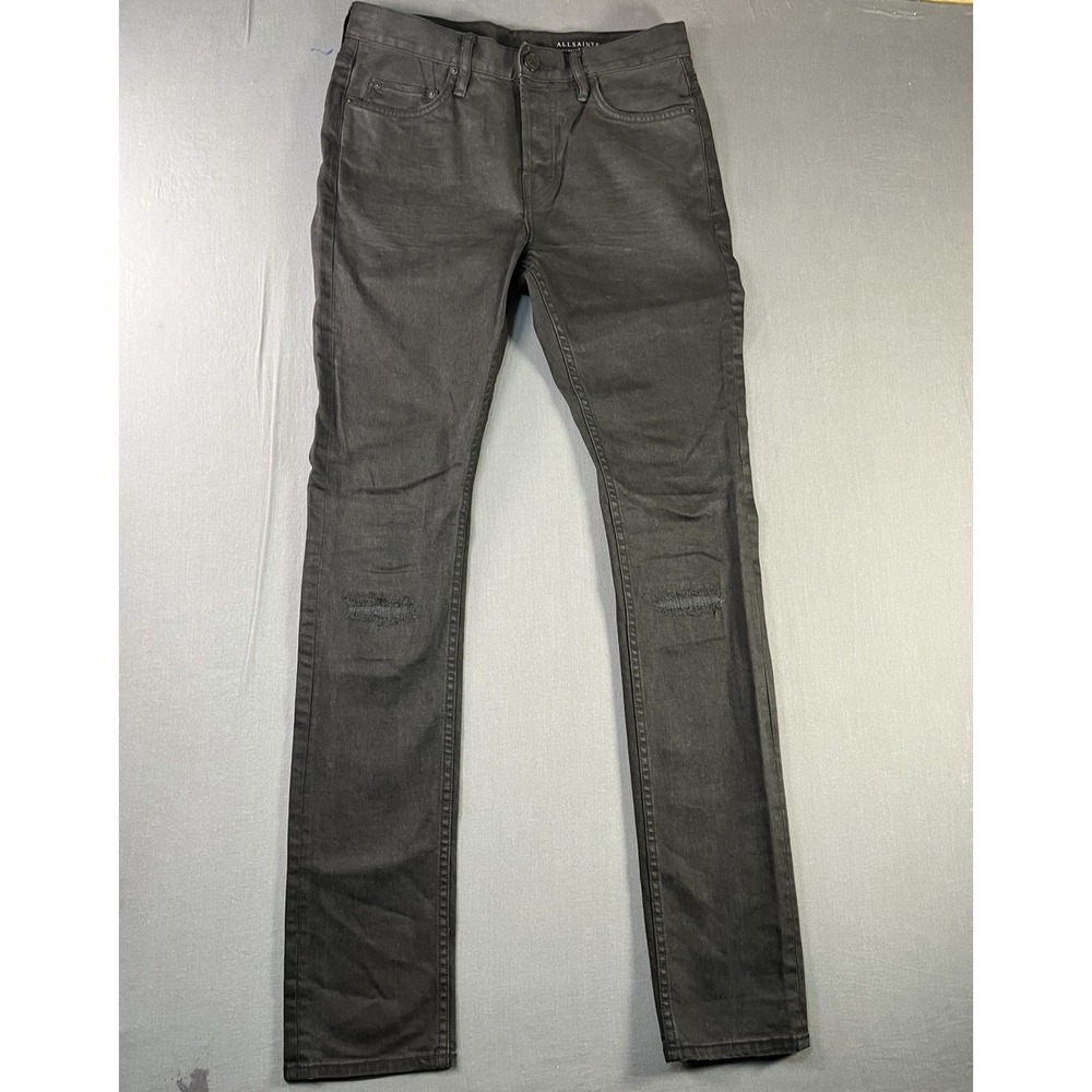All Saints Cigarette Jeans Mens Size 28 Black Denim Skinny Button Fly 28x32